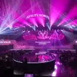 Miss Equality World 2026 stage and runway with pink lighting By Jabu Events an event agency in Bangkok